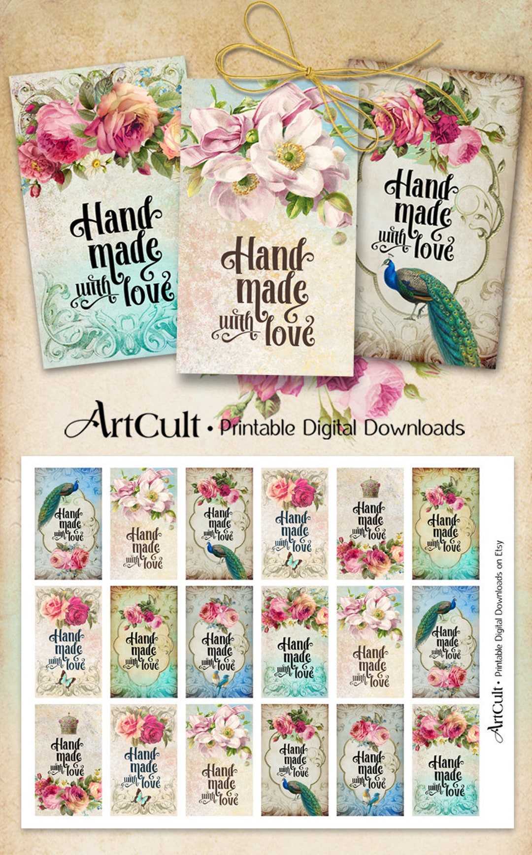 Printable Download handmade WITH Love Business Labels for Your Shop ...