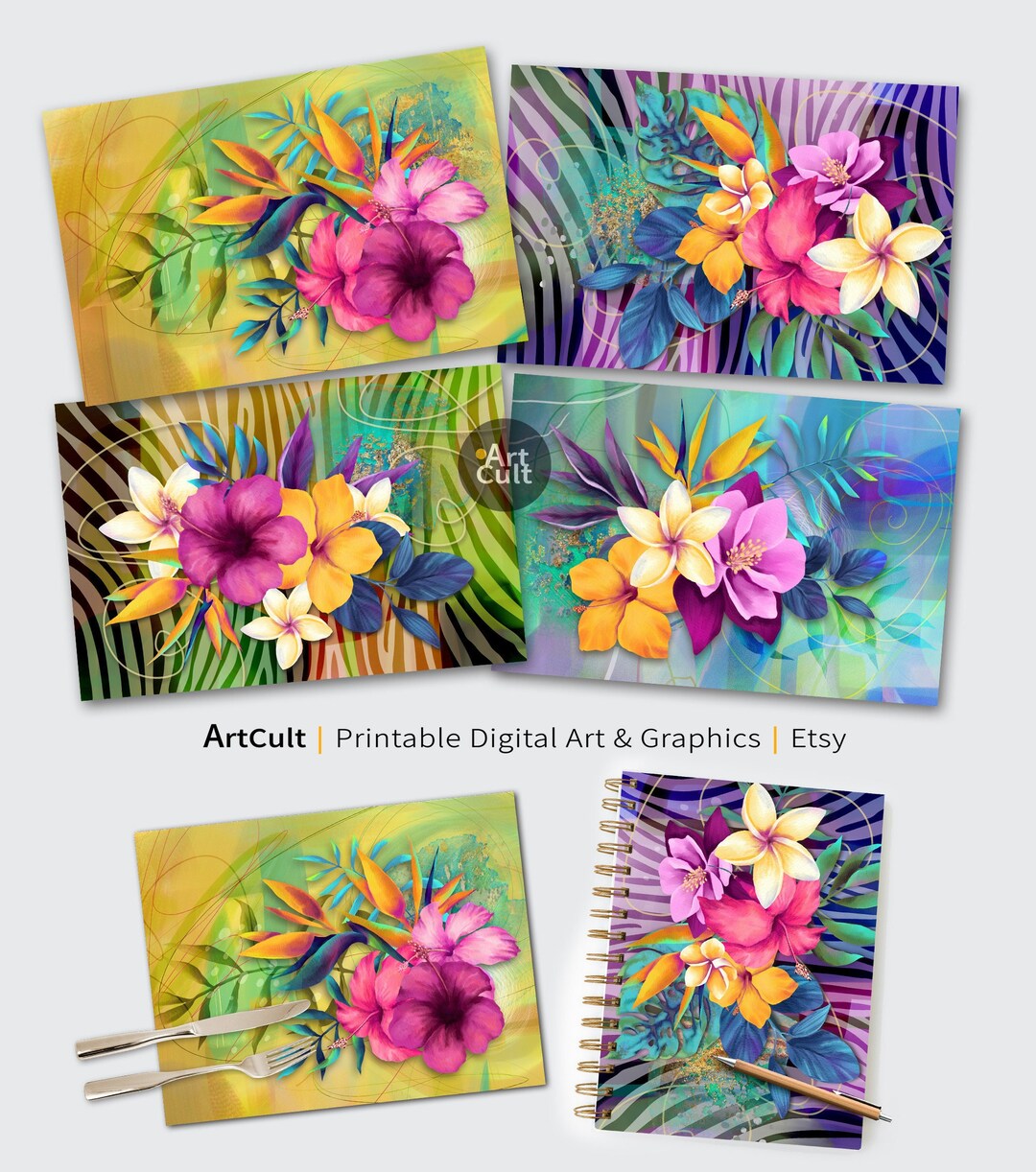 Printable Designs for PLACEMATS, Decor, Journal Notebook Covers, Gift