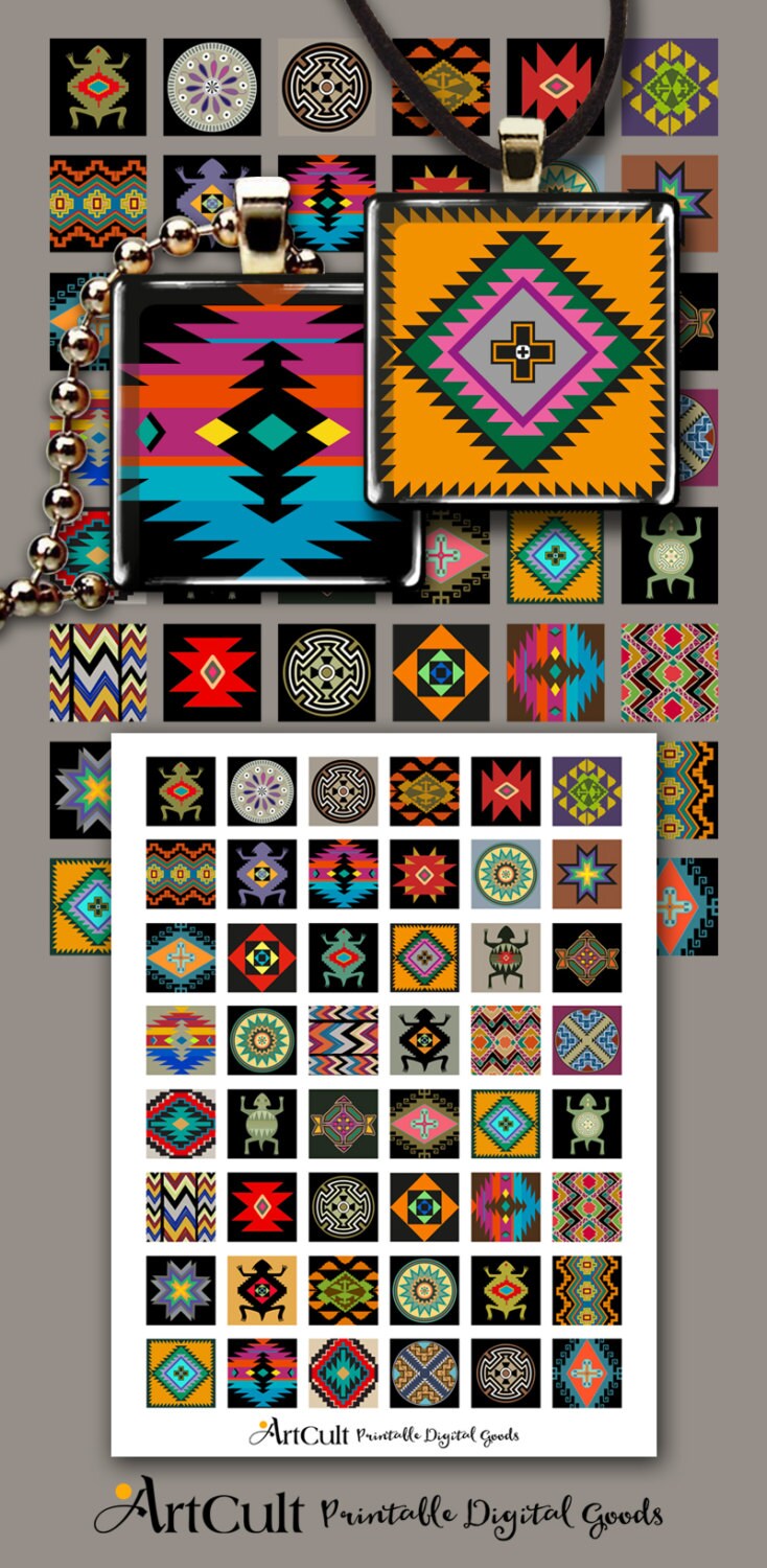 Printable download 1x1 inch size ETHNIC images for glass and | Etsy