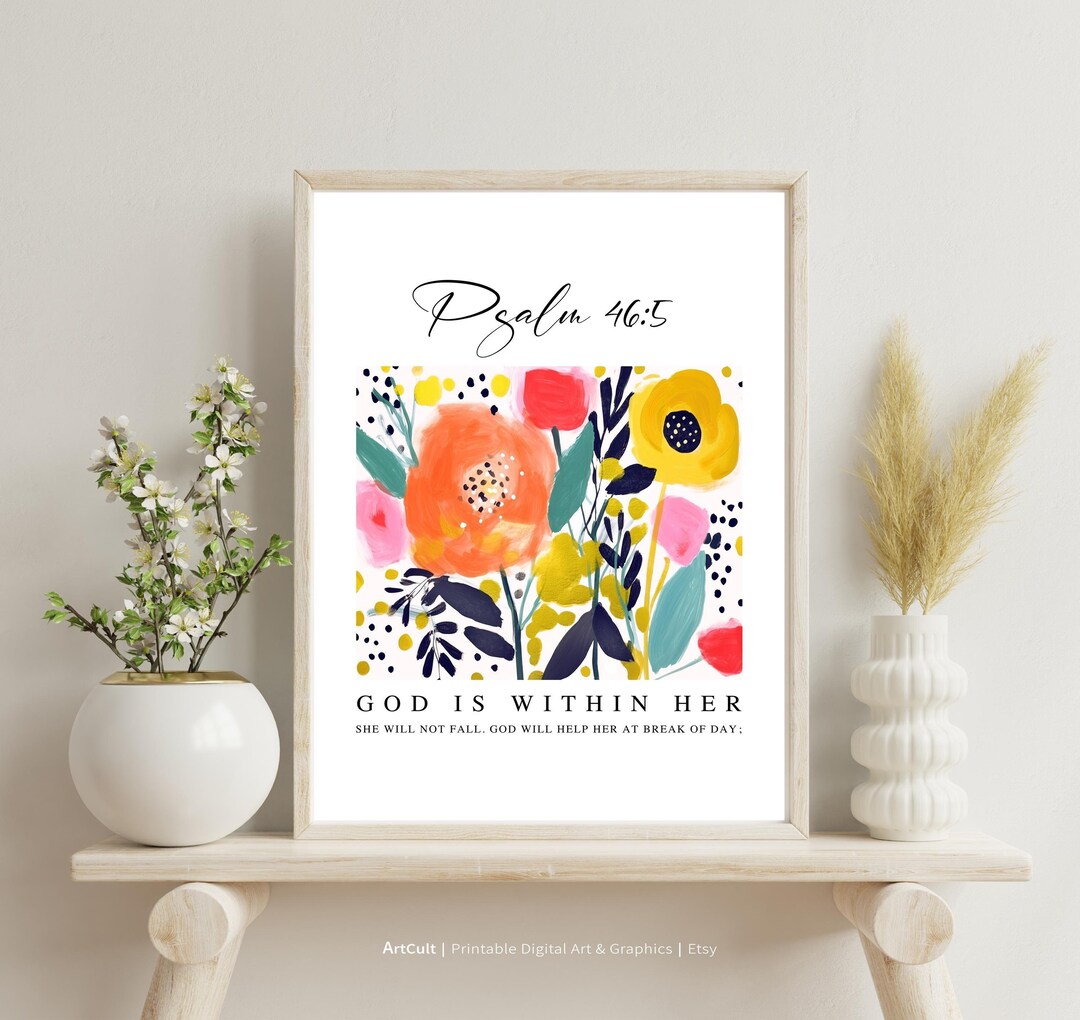 Bible Verse Printable Christian Art for Home Decor "god is Within Her ...