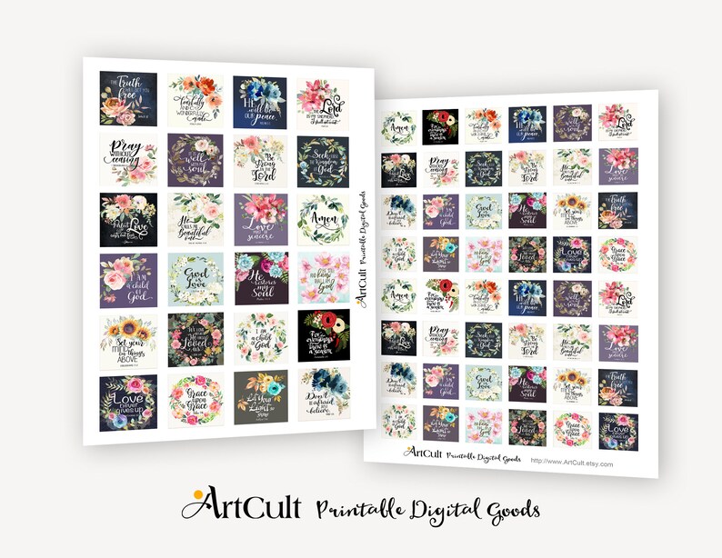 Printable 1 Inch 1.5 Inch 25 Mm 38 Mm Square Images - Etsy