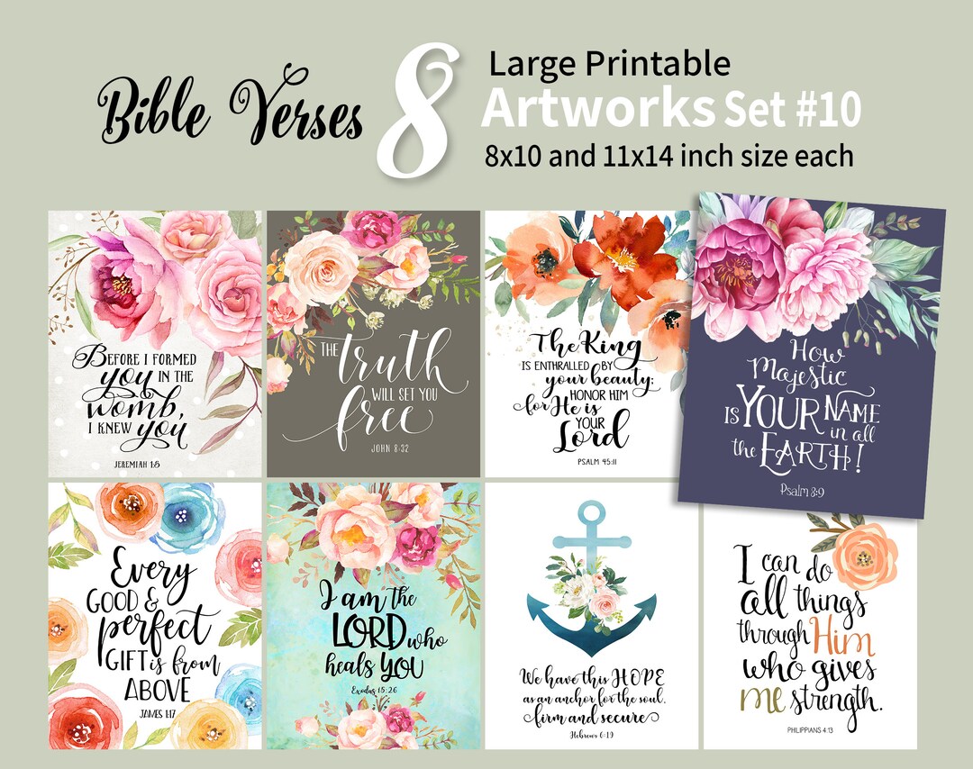 Bible Verses 8 LARGE PRINTABLE ARTWORKS Set 10 Instant - Etsy
