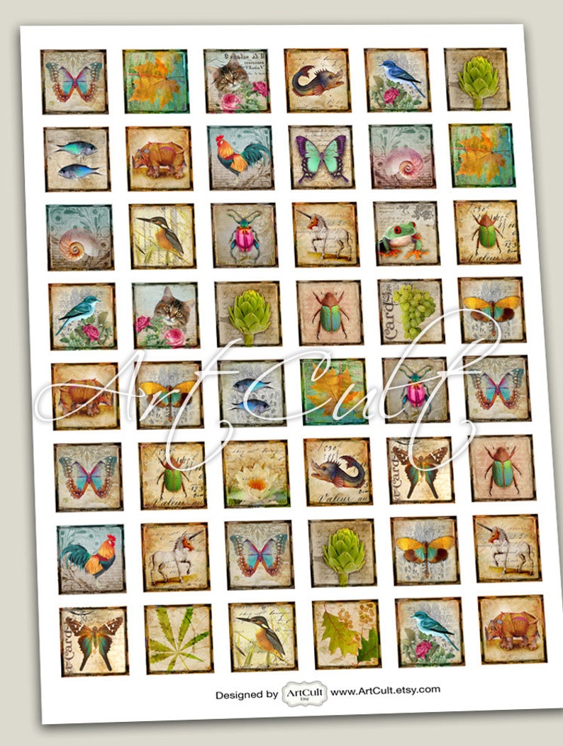 1x1 Inch Printable Images ONLY NATURAL Digital Download - Etsy