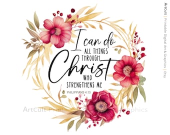 PNG file for Sublimation Digital Download Bible Verse 12x12" for t-shirts, mugs, totes, pillow covers, prayer journals, wall art etc. No.11