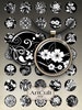 1 inch (25mm) and 1.5 inch size Printable Images BLACK and WHITE CIRCLES Digital Collage Sheet  for pendants magnets bottle caps bezel trays 