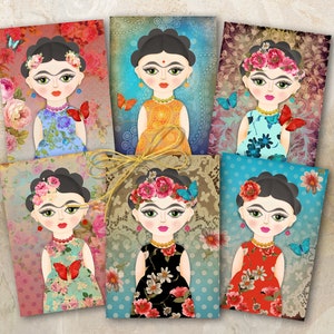 Download stampabili Disegni LITTLE FRIDA da 2,5x3,5 e 5x7 pollici per biglietti di auguri, cartellini, scrapbooking, feste, regali e altro... ArtCult