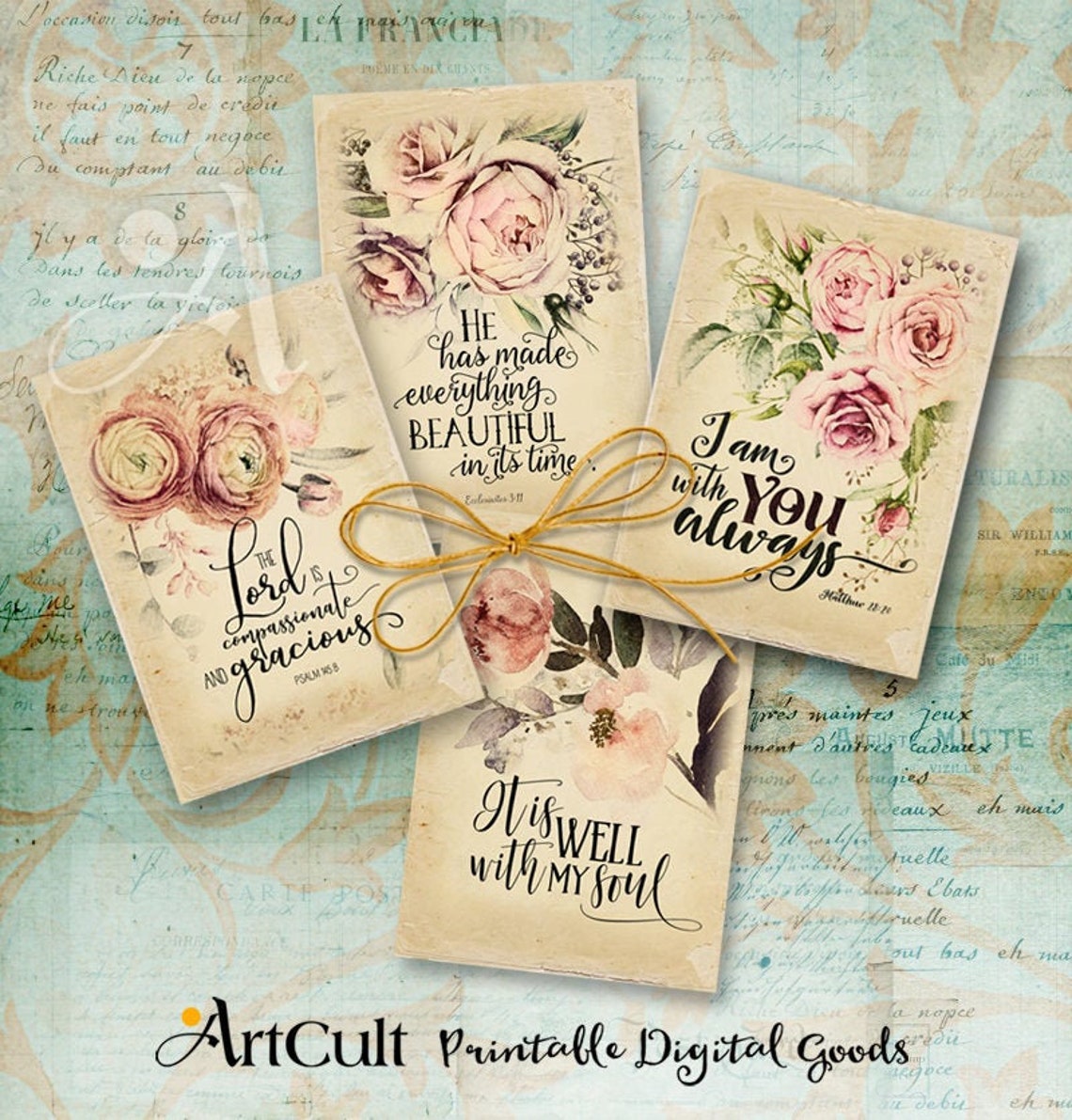 printable-antique-style-bible-verses-2-four-5x7-inch-size-etsy