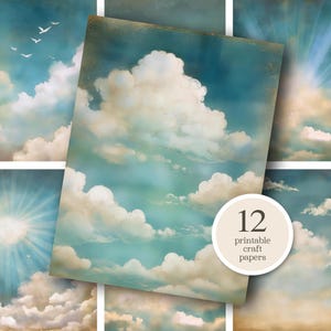 12 papiers créatifs imprimables, ciel biblique, fichiers PNG, téléchargement numérique pour impression et sublimation, décoration et bricolage. Par ArtCult Designs 