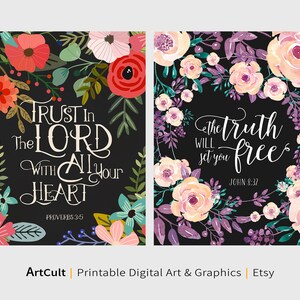 Bible Verses 18 LARGE PRINTABLE ARTWORKS Set #6 - Instant Digital ...