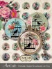 1' (25mm) and 1.5' size images SWEET BIRD CAGES Printable Digital Download for glass or resin pendants bezel settings magnets by Art Cult 