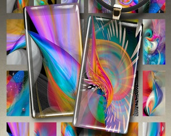 Abstract World Creation Art, 1x2" Domino Images (Digital Collage Sheet)