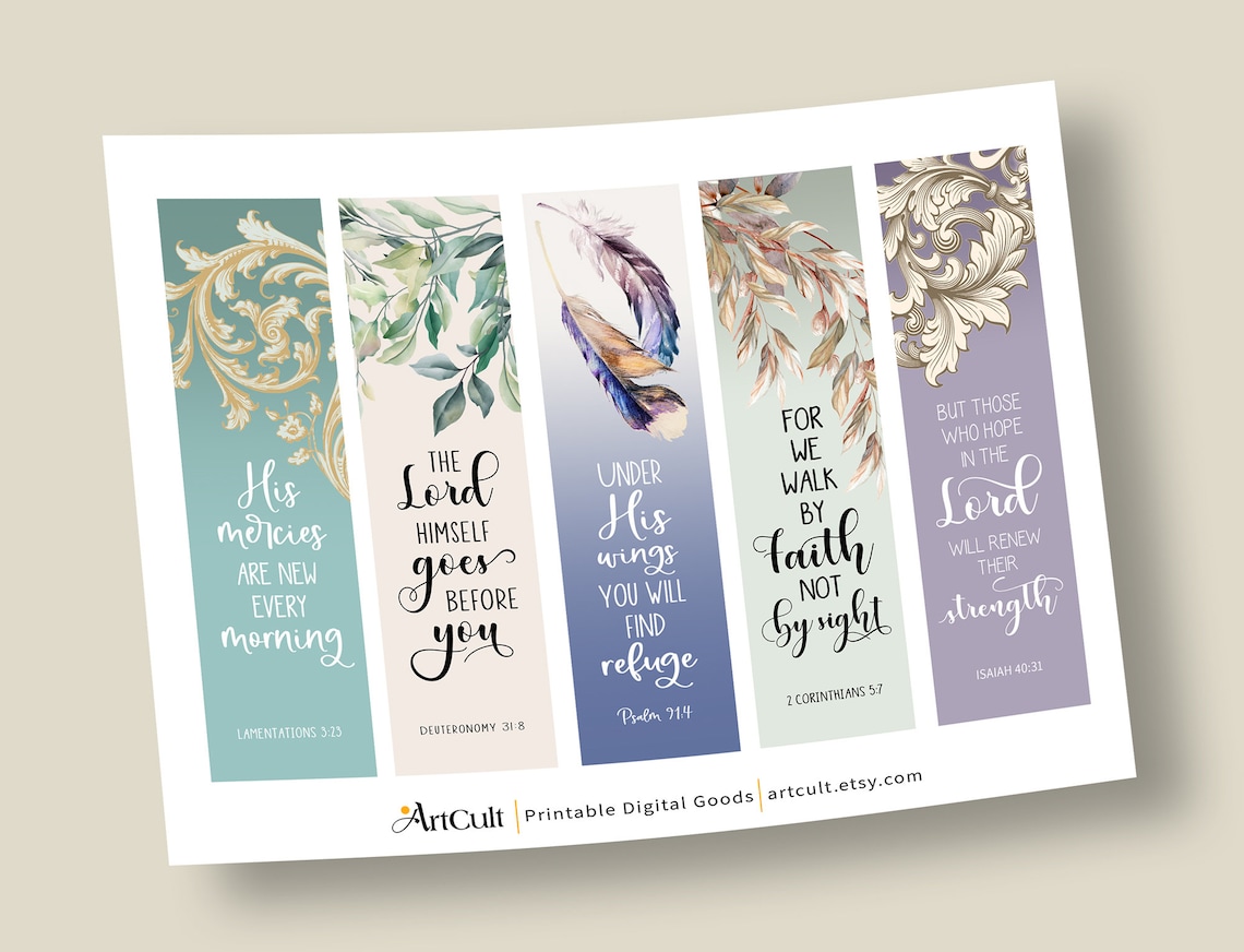 Printable Bible Verses Bookmarks Set 7 Instant Digital - Etsy