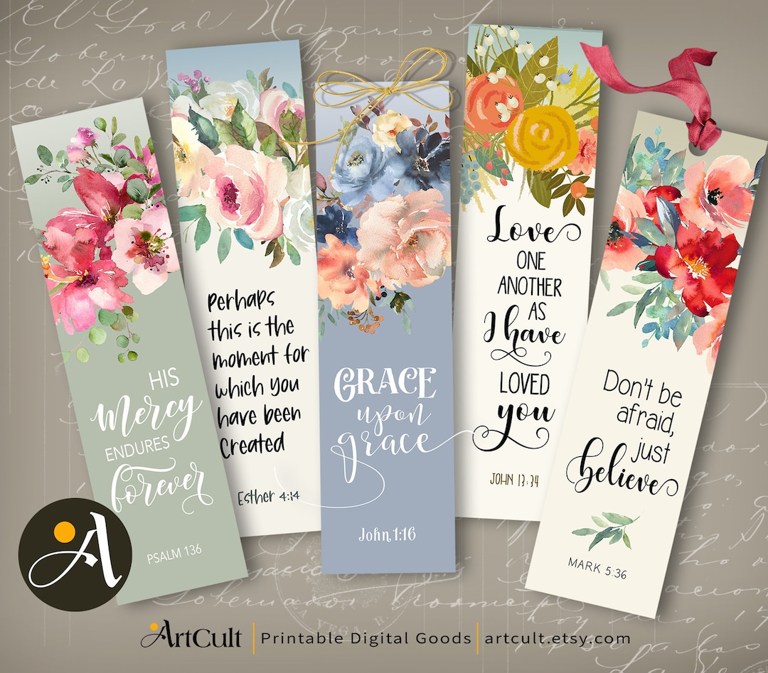 Printable Bible Verses Bookmarks, Set 1 PNG JPG Digital Download for ...