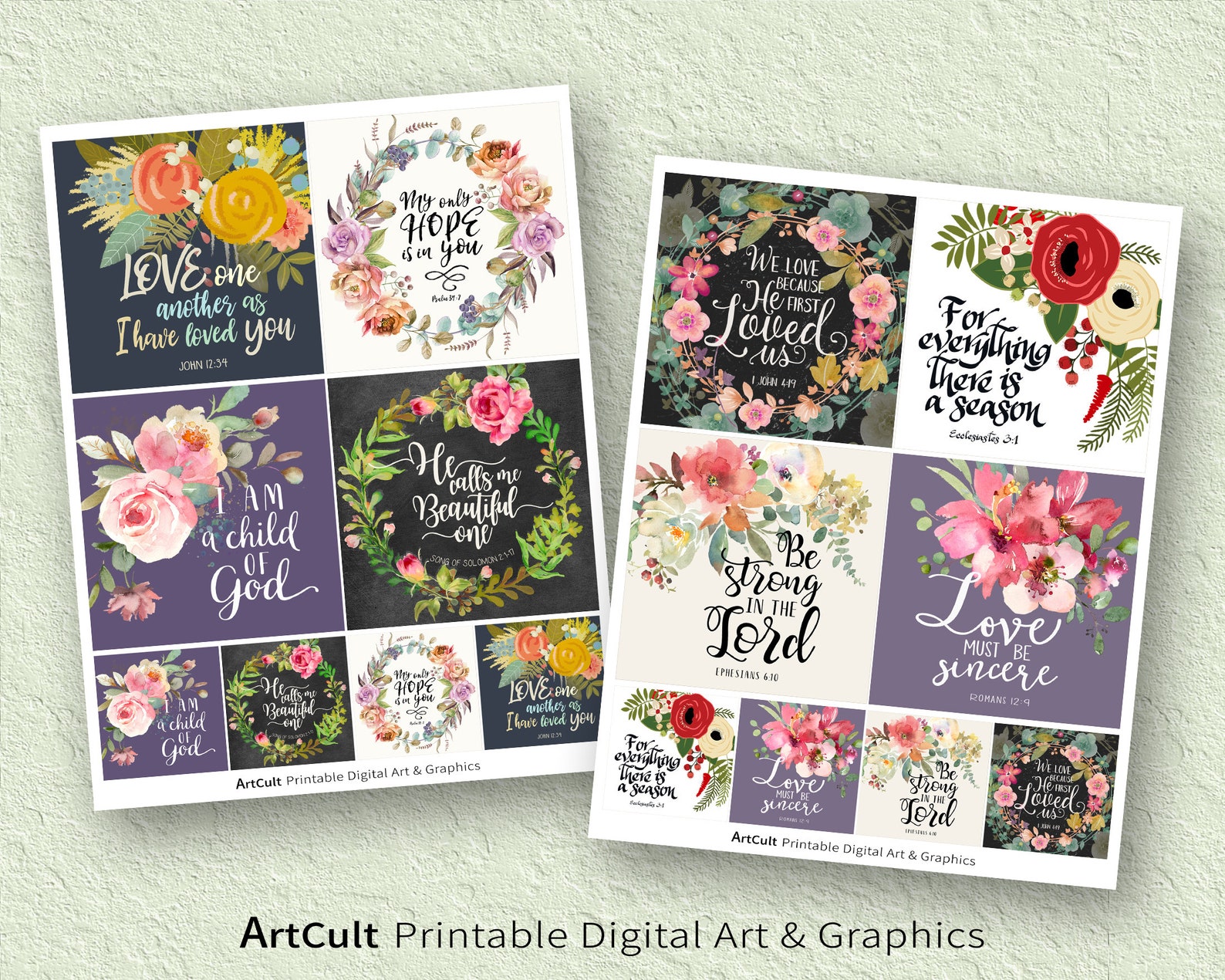 4x4 Inch Printable Bible Verses Digital Download Scripture | Etsy