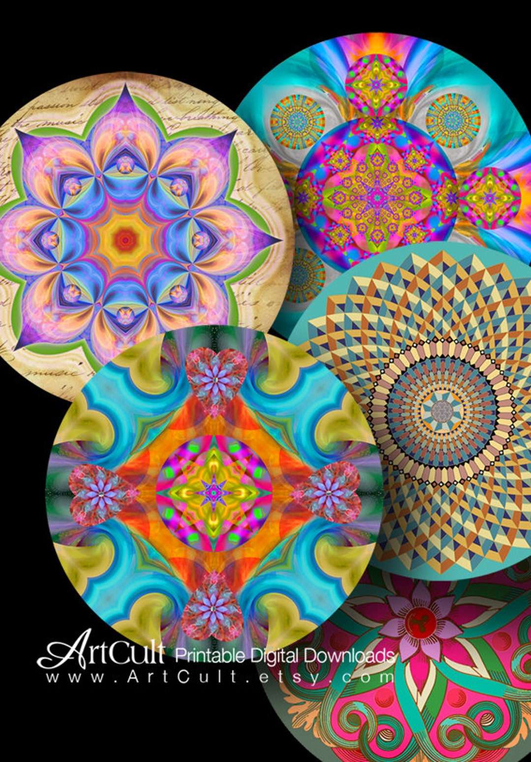 3 Size Circle Images Printable Download VARIOUS COLORFUL - Etsy