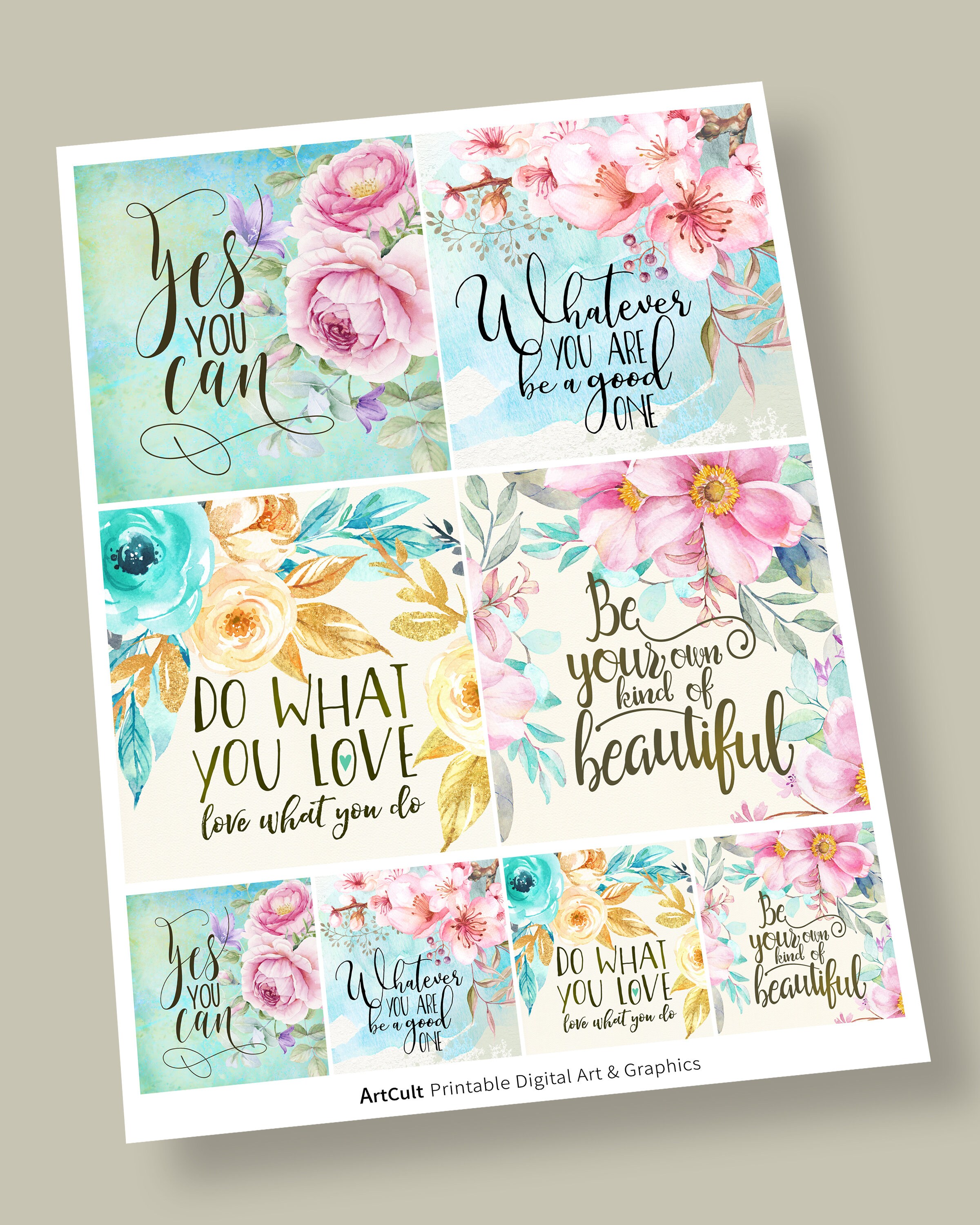 Printable 4x4 Size INSPIRING QUOTES 1 Instant Digital - Etsy Australia
