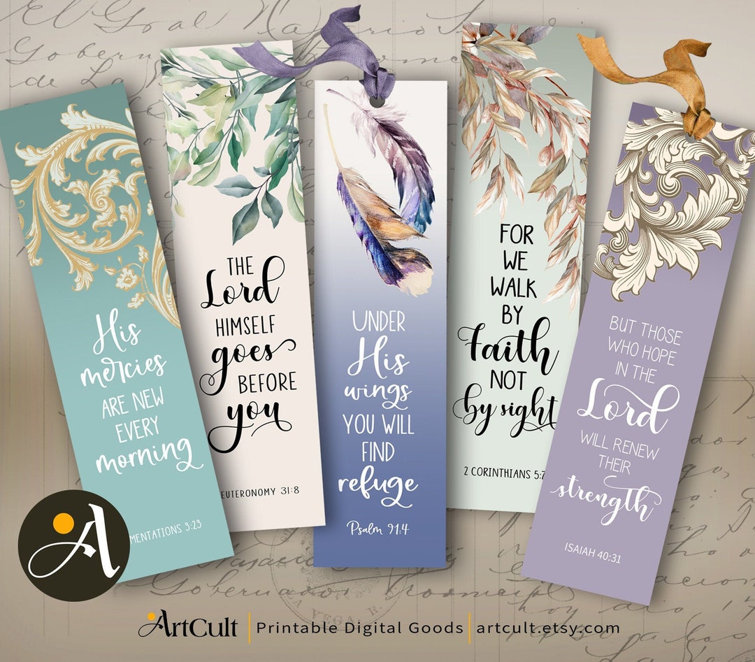 Printable Bible Verses Bookmarks, Set 7 PNG JPG Digital Download for ...