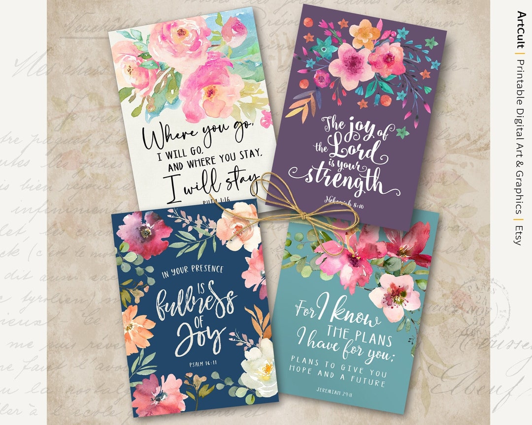 Printable Bible Verses, DAILY SCRIPTURE 5x7 Inch Designs for Craft, PNG ...