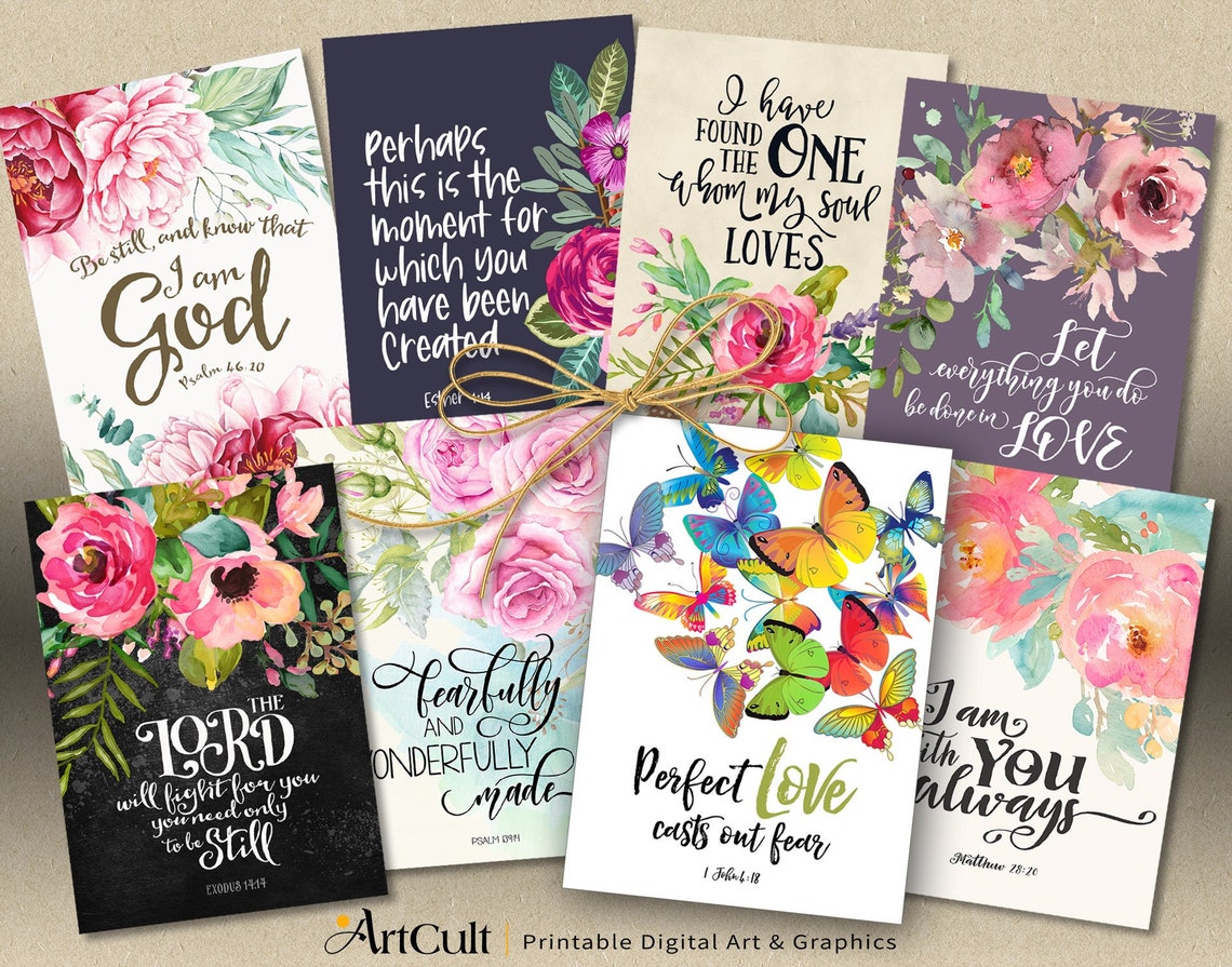 Printable BIBLE VERSES TAGS Scripture Art Eight - Etsy