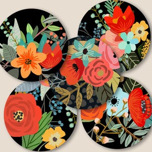 Cercles imprimables de 2,5 pouces en téléchargement numérique PNG + fichiers JPG pour miroirs de poche, sous-verres, presse-papiers - SUMMER Joy - par ArtCult designs