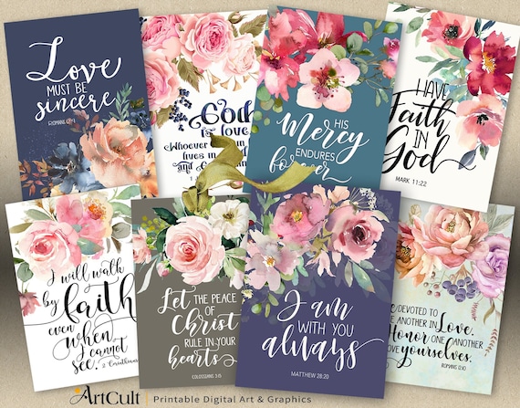 Printable BIBLE VERSES TAGS Scripture Art Eight - Etsy