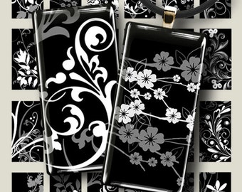 Printable Download BLACK-WHITE DOMINOES 1x2 inch Digital Collage Sheet for domino pendants magnets jewelry paper craft ArtCult designs