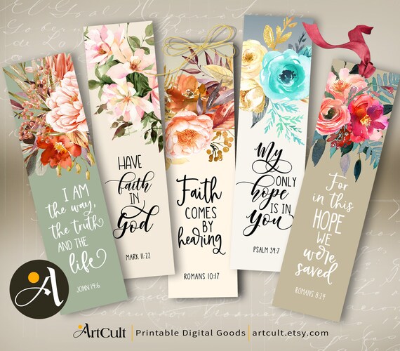 Printable Bible Verses Bookmarks Set 6 Instant Digital Etsy Israel