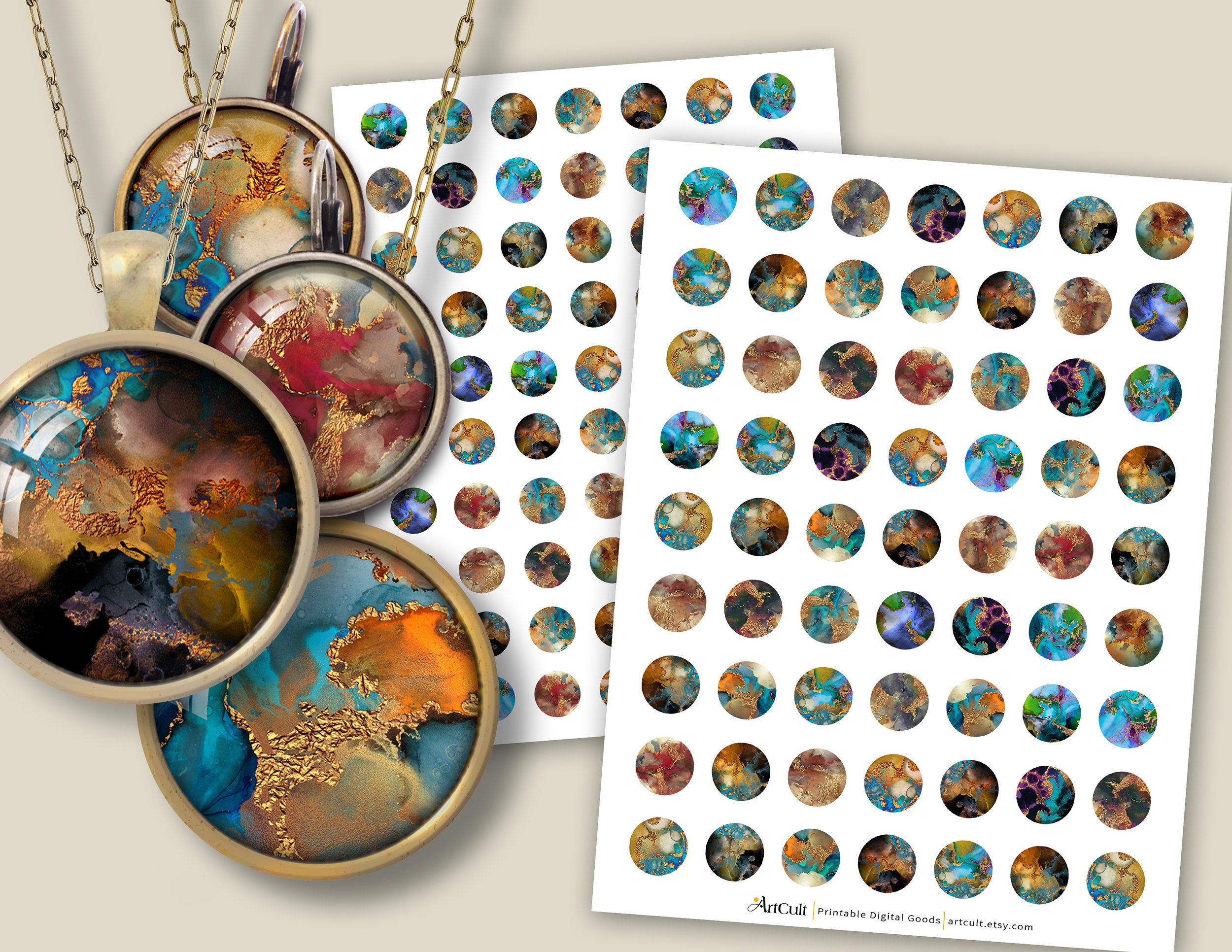 Druckbare 18mm, 20mm \u0026 12mm Größe Kreis Bilder für Ohrringe / Anhänger  GOLDISCHE KREISE Collage Sheet Digital Download für Cabochons, Magnete -  Etsy Österreich, image size:2500x1932