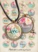 Printable Digital Download Circle Images LOVE DREAM HOPE three sizes of 1' (25mm) + 20 mm + 1.5' for pendants bottle caps bezel cabs magnets 