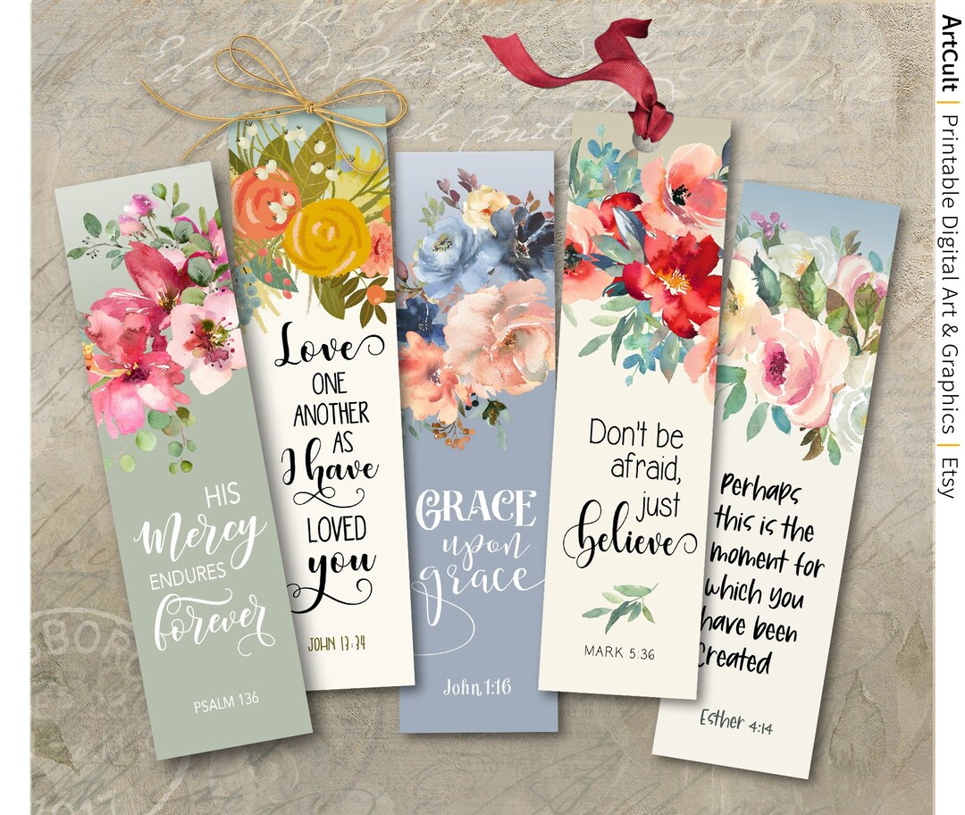 Printable Bible Verses Bookmarks, Set #1 PNG + JPG Digital Download for ...