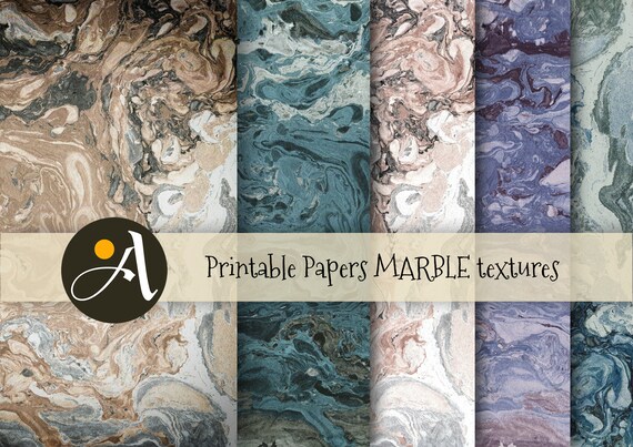 Printable Digital Papers MARBLE TEXTURES 5 Large Sheets for - Etsy