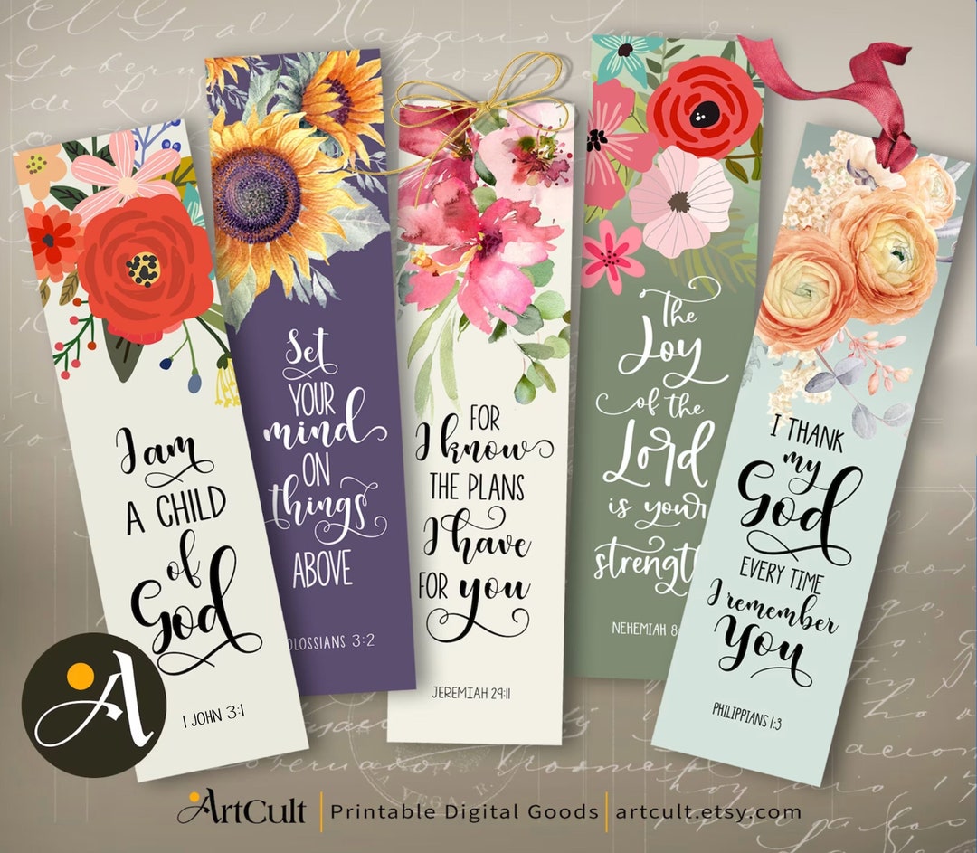 Printable Bible Verses Bookmarks, Set #8 PNG + JPG Digital Download for ...