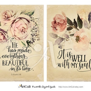 Printable Antique Style BIBLE VERSES 2, Four 5x7 Inch Size Images for ...