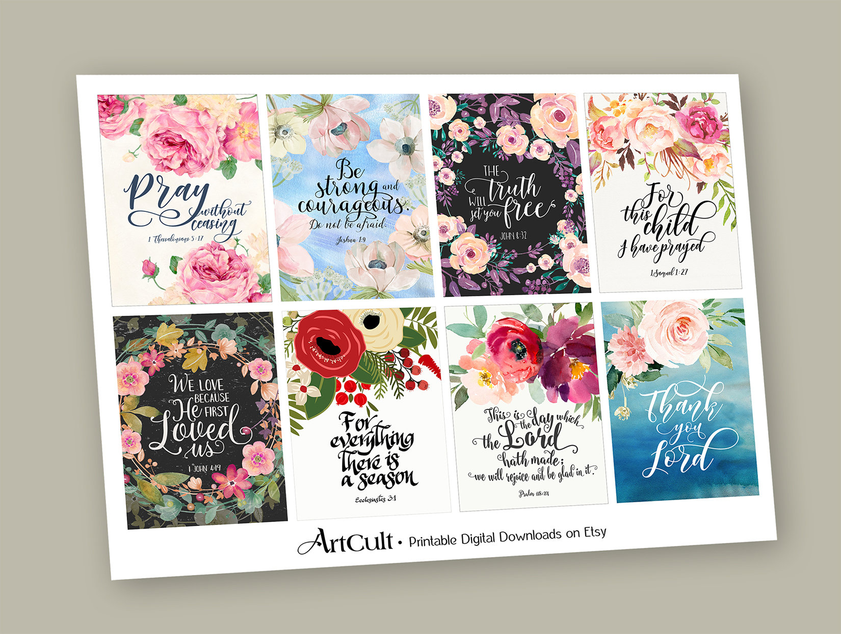 Printable BIBLE VERSES TAGS Scripture Art Eight | Etsy