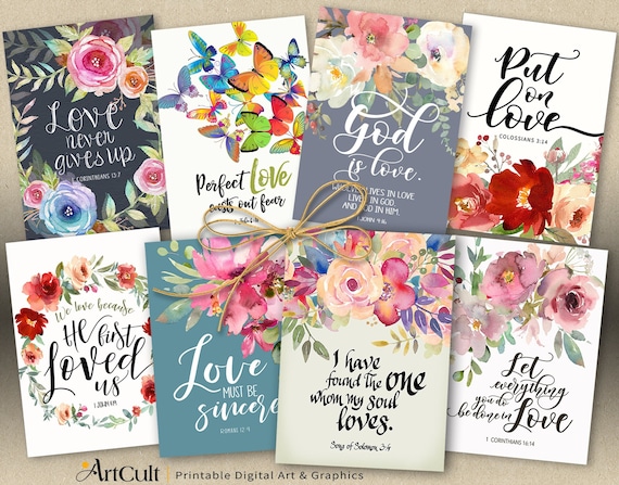 Printable Instant Download Eight Gift Tags LOVE VERSES 2 - Etsy