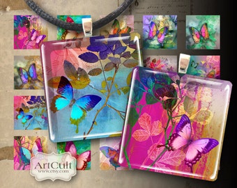 Butterfly Collage Sheet, Pendants, Magnets (Digital Download)
