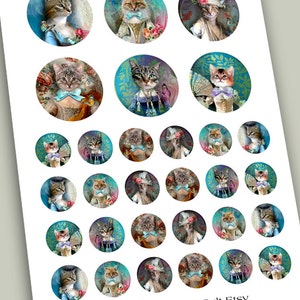 Download LADY CAT Digital Collage Sheet 1 Zoll und 2 Zoll Kreis Bilder für Anhänger Magnete Scrapbooking Papier von ArtCult Bild 2