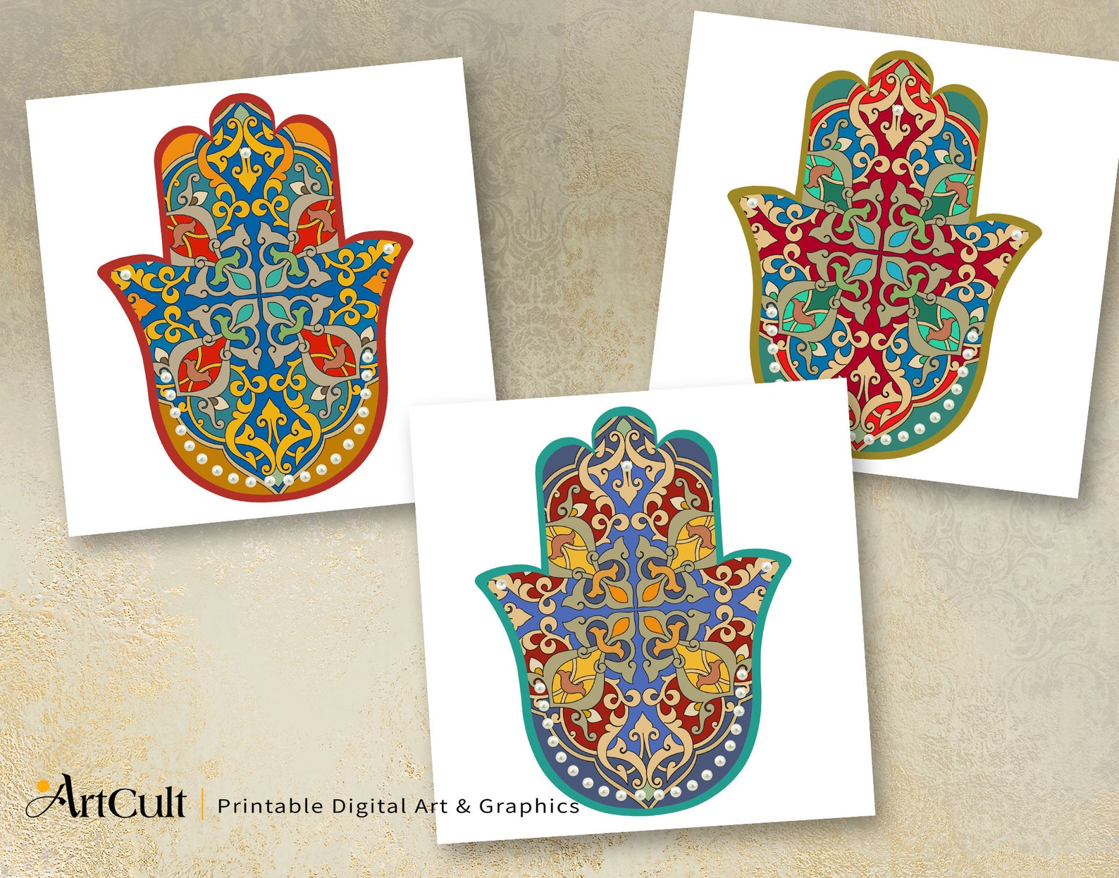 Imágenes imprimibles ÁRBOL COLORIDO HAMSAS 4 Hojas Digitales | Etsy México