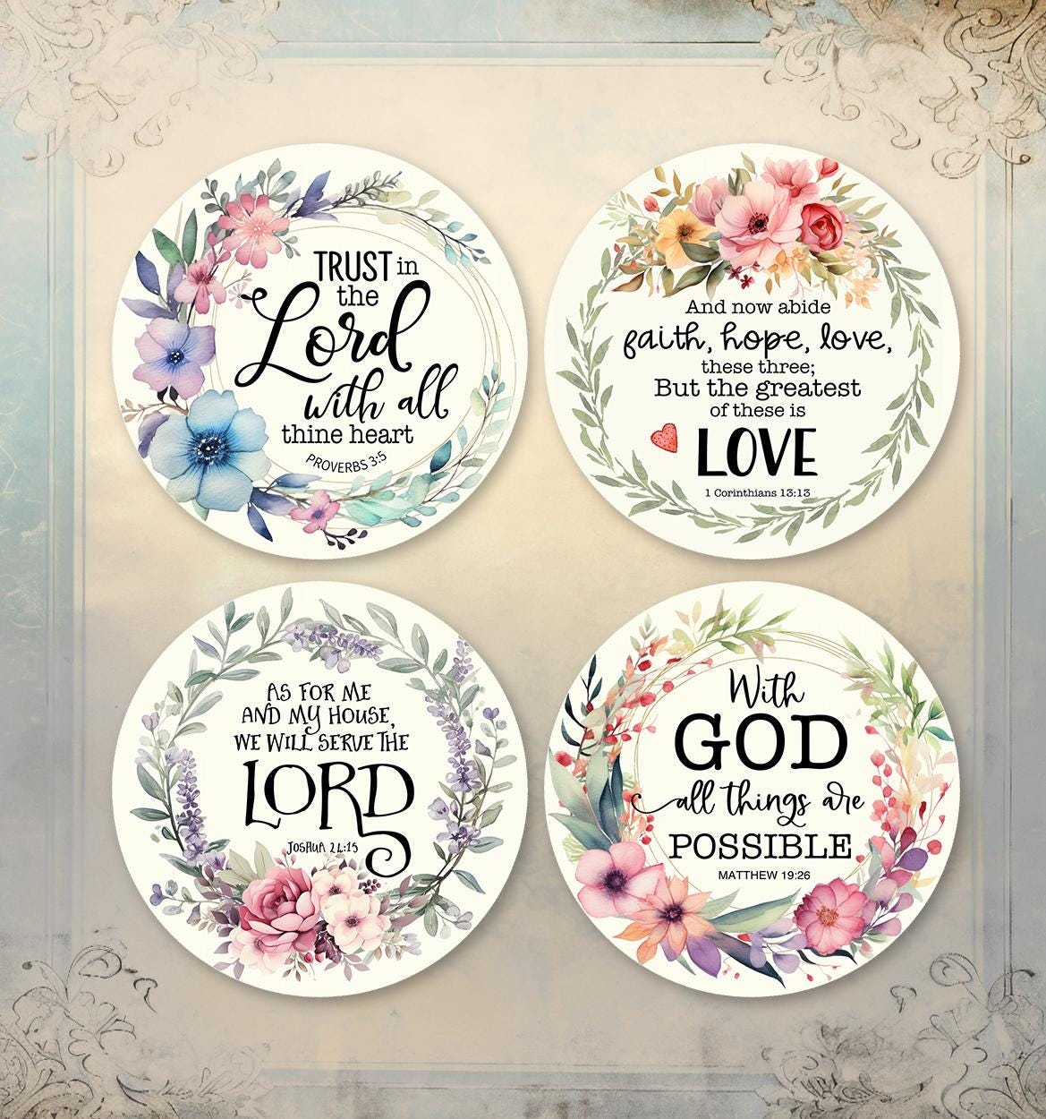 Bible Verse Art Circles – Printable Wisdom Pendants (digital Download ...