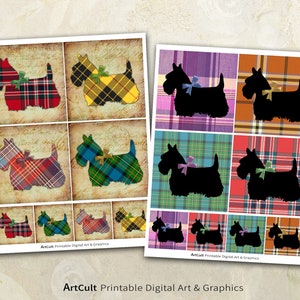 4x4 inch Printable PNG JPG format Digital Download for Coasters, Sublimation, Decor, Magnets, Greeting Cards SCOTTIE ArtCult designs 画像 2