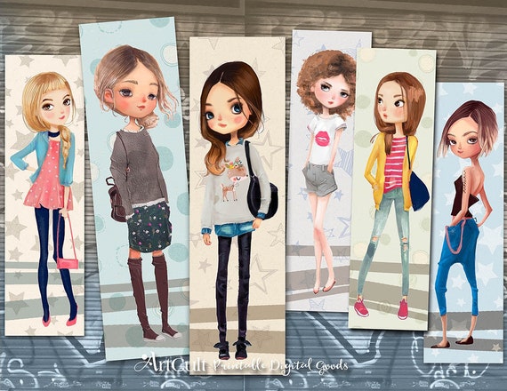 printable bookmarks cute fashionistas fashion girls instant etsy