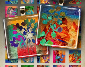 Blommigt collageark, Sommarlövkonst, Hängsmycken och Magneter (Digital Nedladdning)
