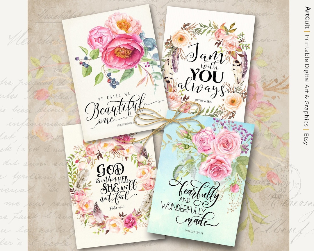 Printable Feminine BIBLE VERSES, 5x7 Inch Size Designs for Craft, PNG ...