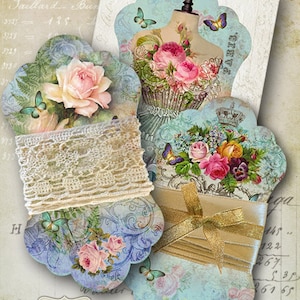 Download para impressão Folhas digitais TENDERNESS Imagens multiuso para rendas, carretéis de fitas, porta-joias, cartões comemorativos, etiquetas de presentes ArtCult