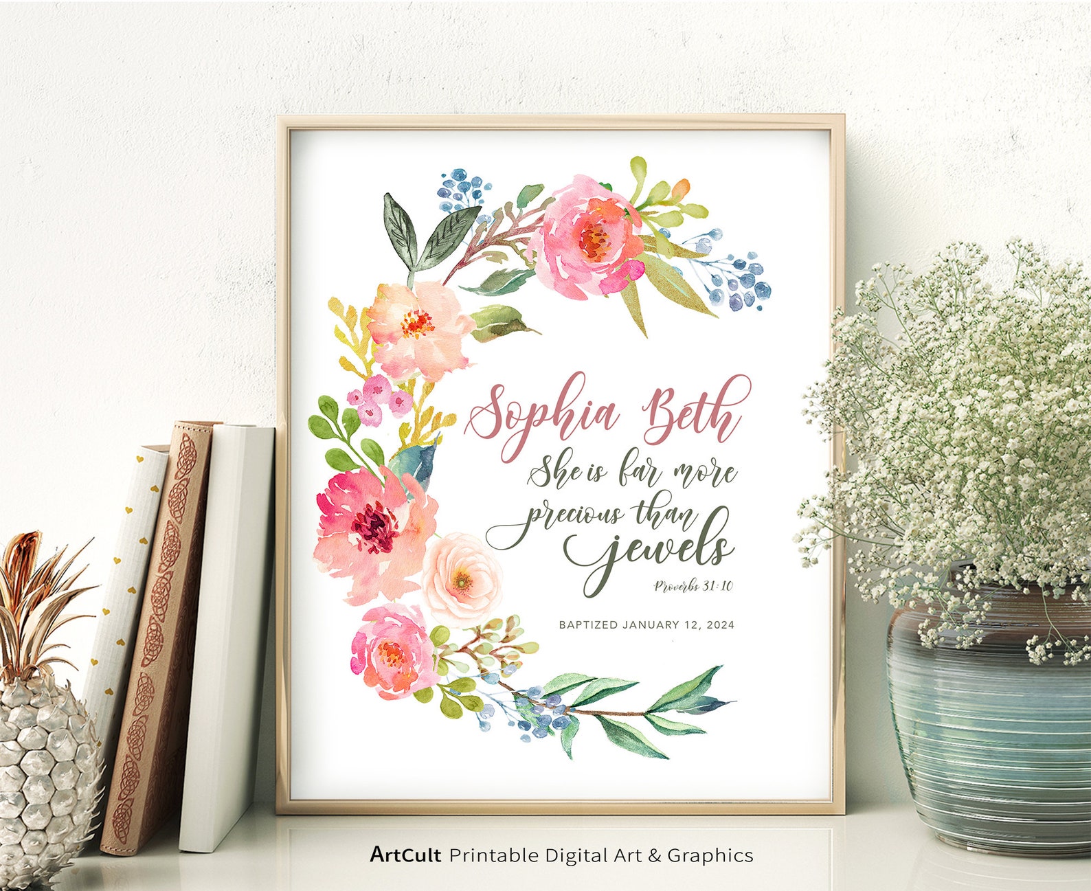 PERSONALIZED PRINTABLE Bible Verse Baptism Christening Gift Etsy