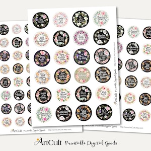 1 1.2 1.5 inch 25, 30, 38 mm size Printable circles, worship CHRISTIAN SONGS and HYMNS for pendants, craft projects, instant download image 2