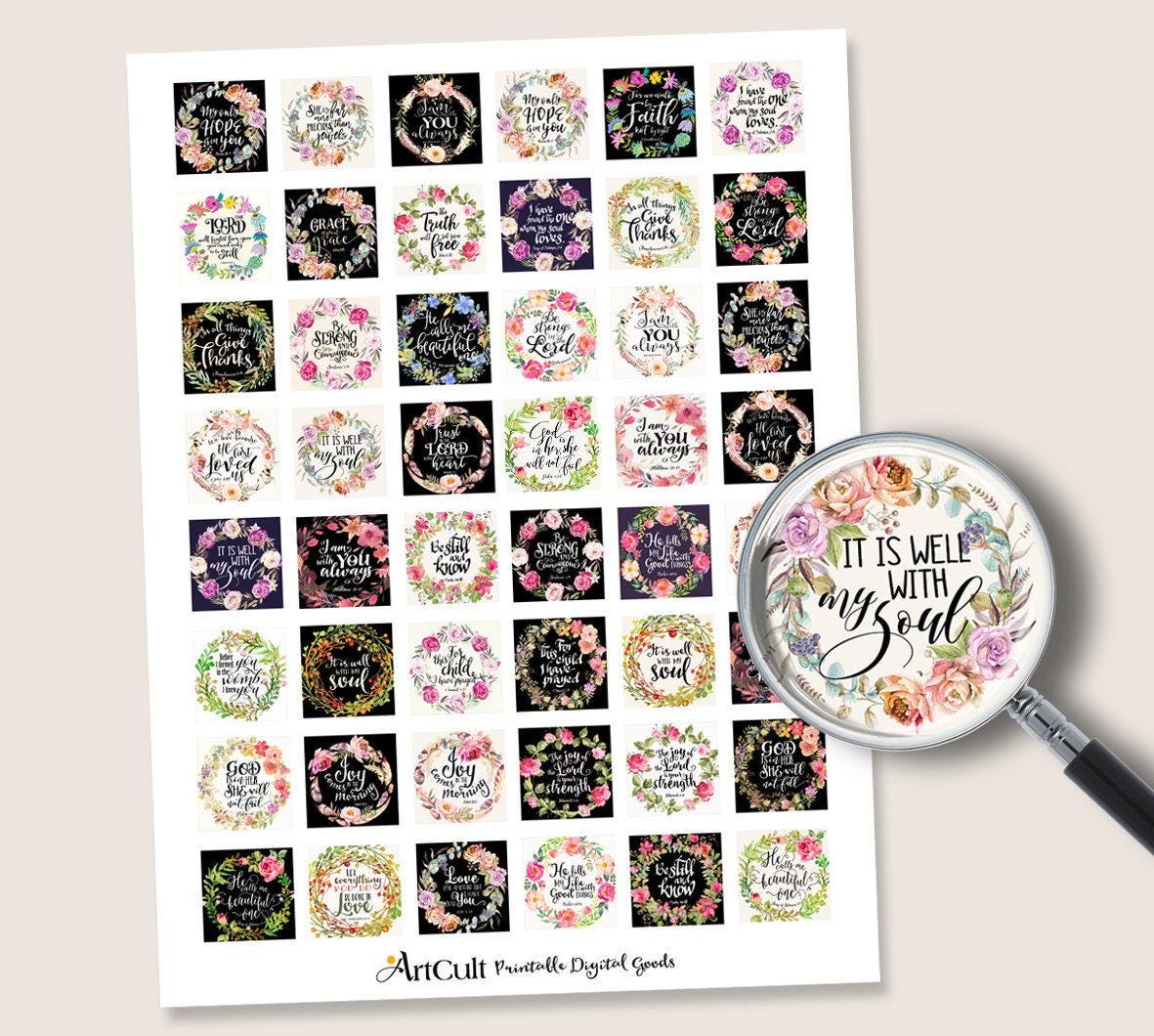 Scripture Square Bible Verse Square Images for Pendants, Christian Craft (digital ...