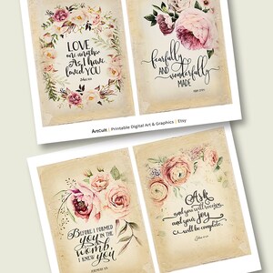 Printable Antique Style BIBLE VERSES #1 - PNG 5x7 Inch Size Designs for ...