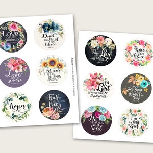 Printable 3 inch size Bible Verses circle images set 1 digital download for craft projects journaling coasters paperweights magnets PNGJPG image 2