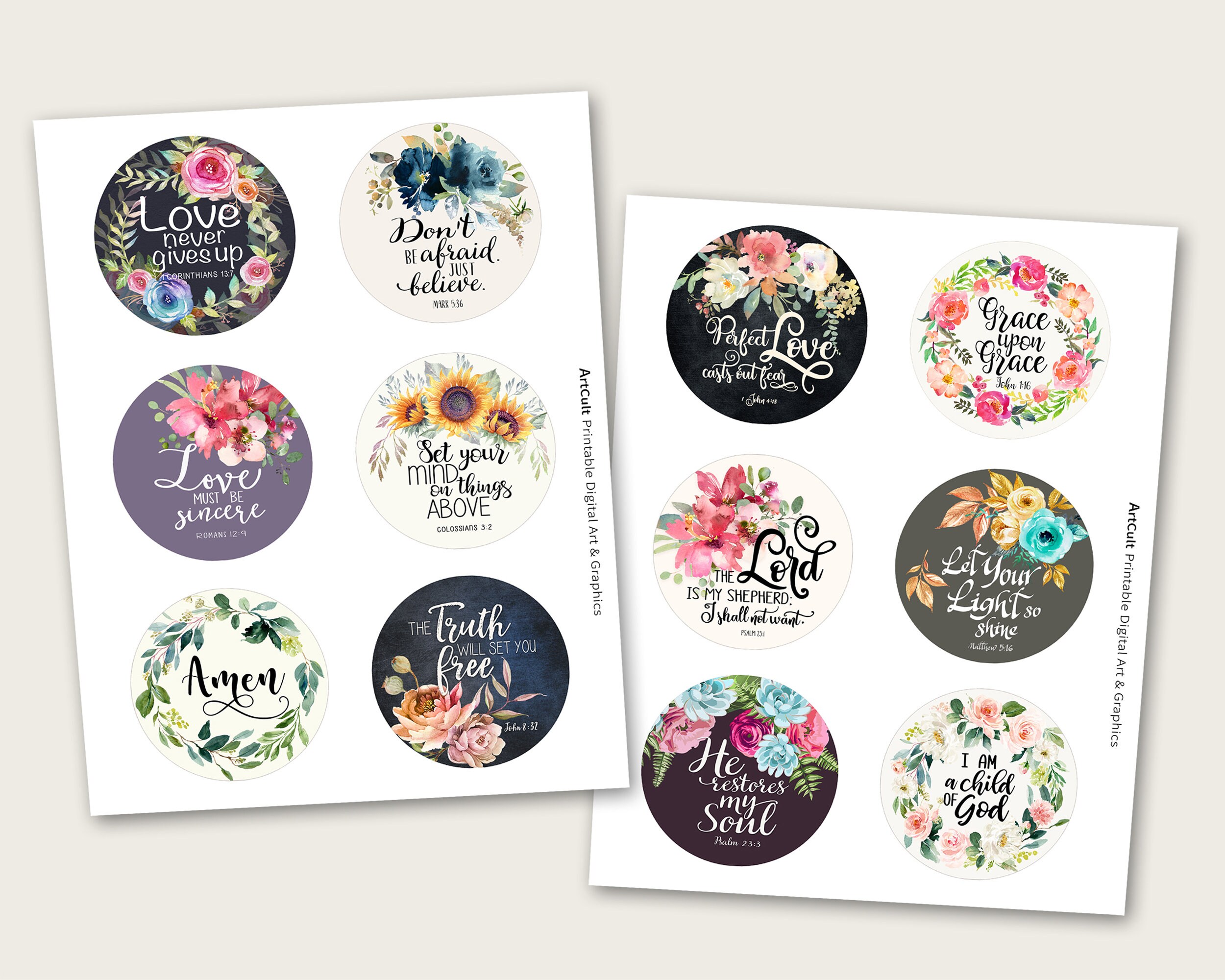 Round Bible Verse Stickers, Scripture Labels (3 x 3 in, 240 Pieces)